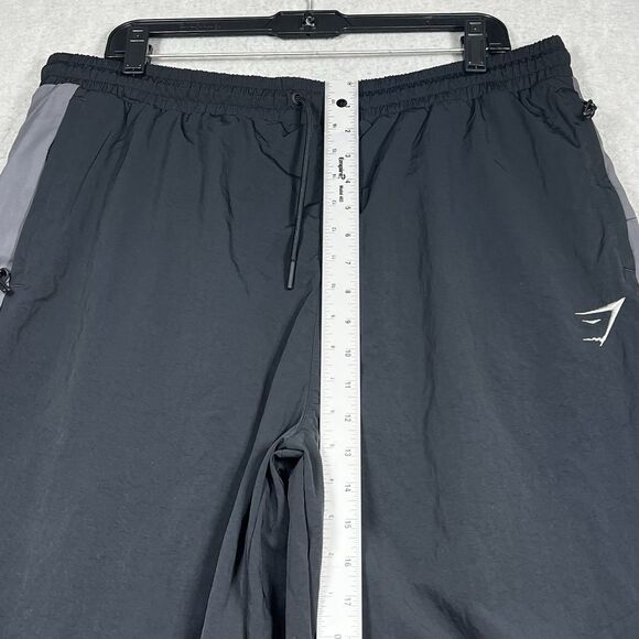 Gymshark Track Pants Joggers Mens Size XXL Black Gray Nylon Cotton Pockets - Picture 7 of 14